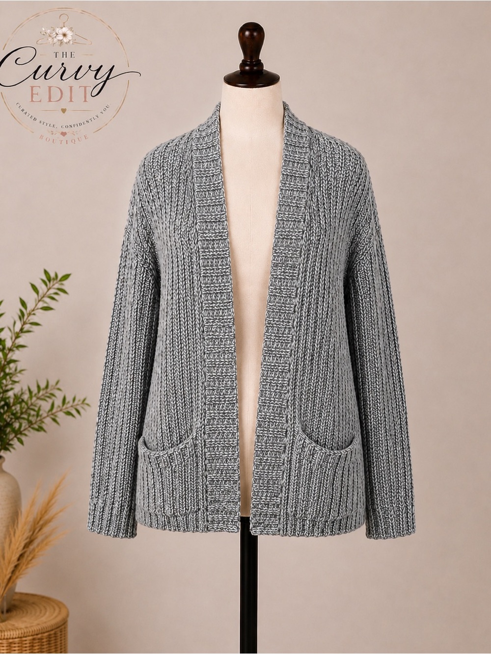 American Eagle XL Gray Marled Knit Grandpa Core Cardigan Sweater Pockets Cozy